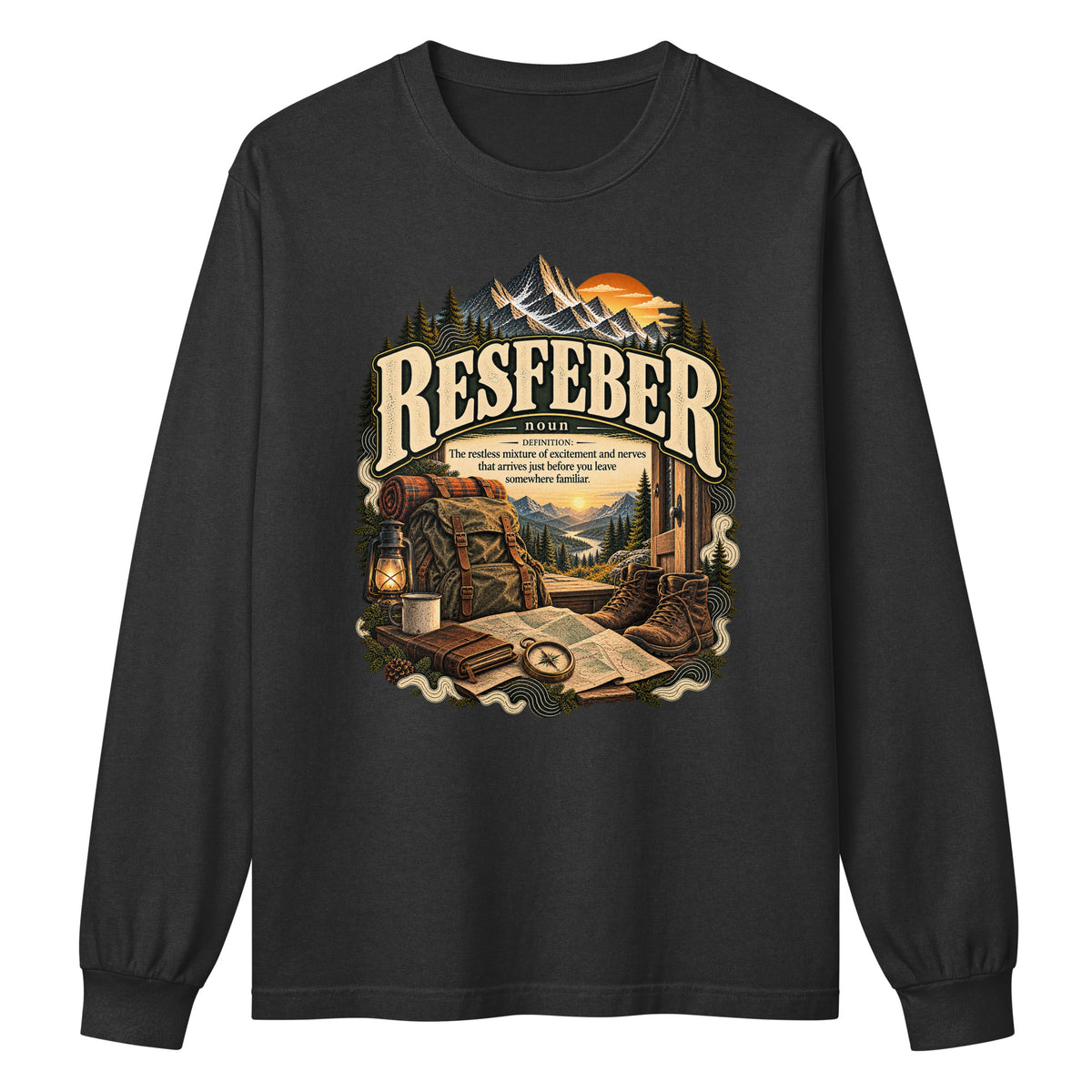 Resfeber Long Sleeve Shirt – Travel Lover Definition Tee - WordSmirk™ | Obscure Word Shirts, Hoodies & Gifts