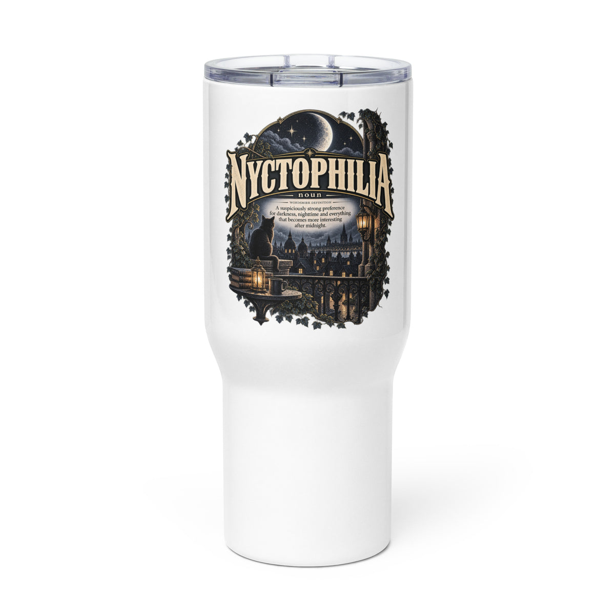 Nyctophilia Travel Mug – Night Owl Coffee Mug - WordSmirk™ | Obscure Word Shirts, Hoodies & Gifts