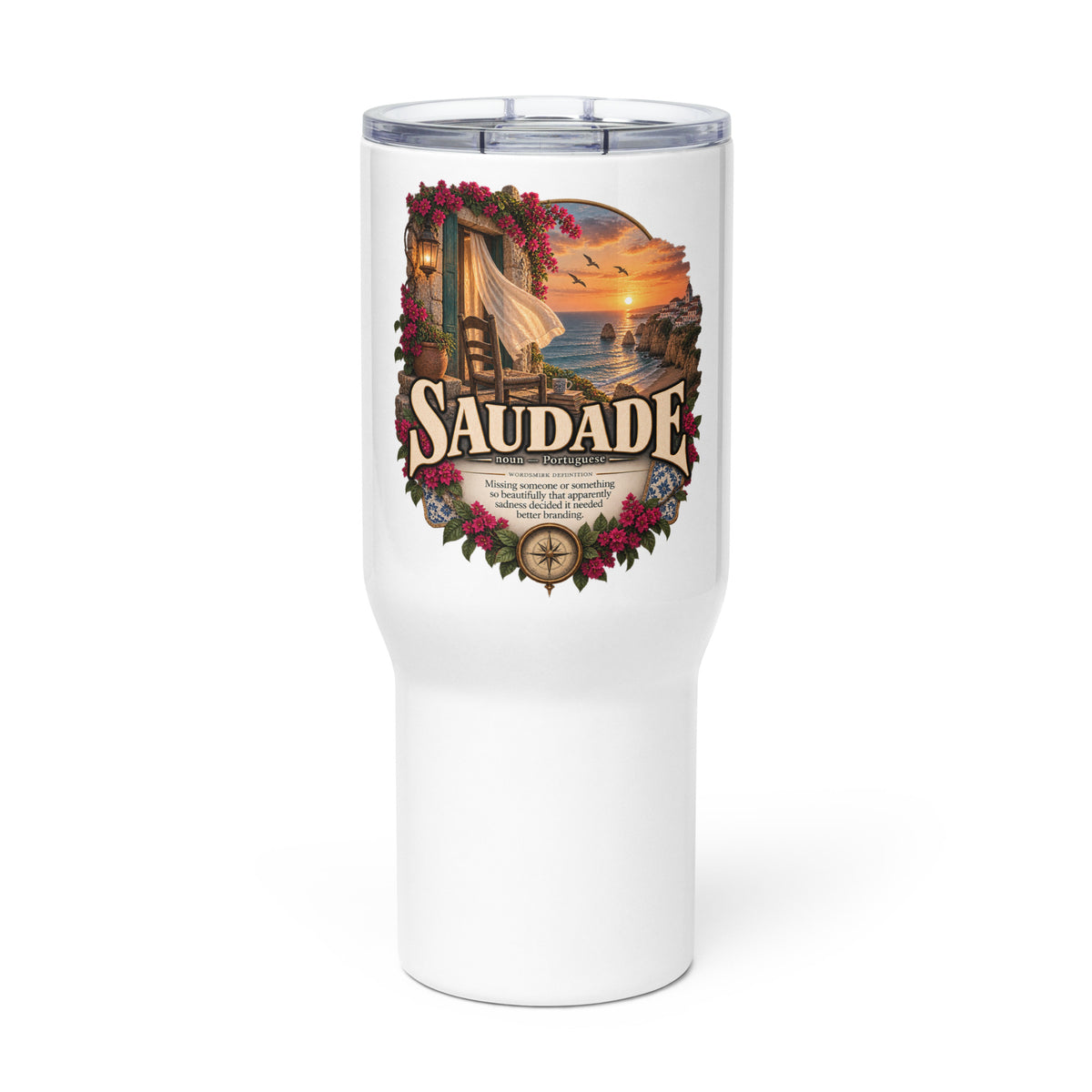 Saudade Travel Mug – Portuguese Word Coffee Mug - WordSmirk™ | Obscure Word Shirts, Hoodies & Gifts