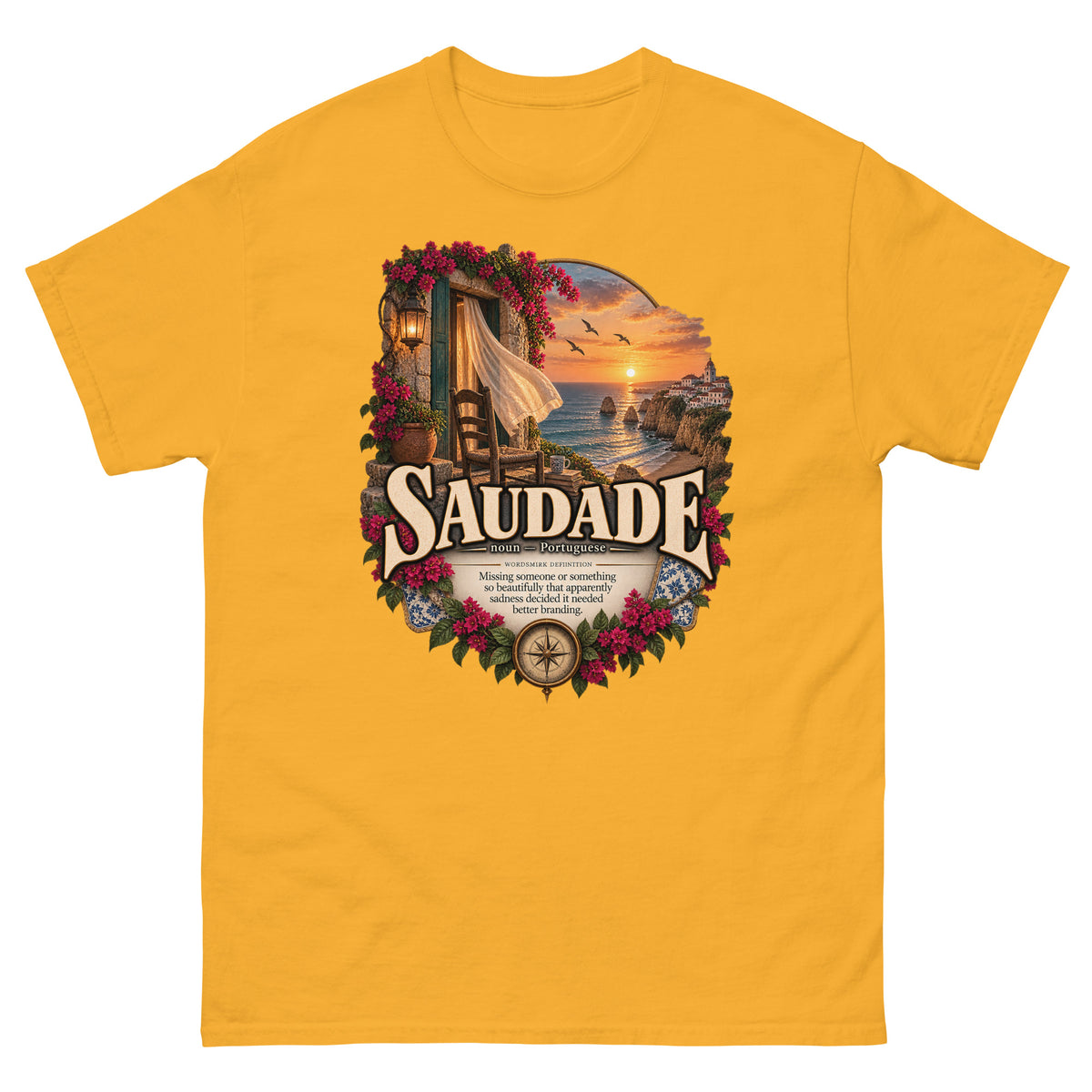 Saudade T-Shirt – Portuguese Word Definition Tee - WordSmirk™ | Obscure Word Shirts, Hoodies & Gifts