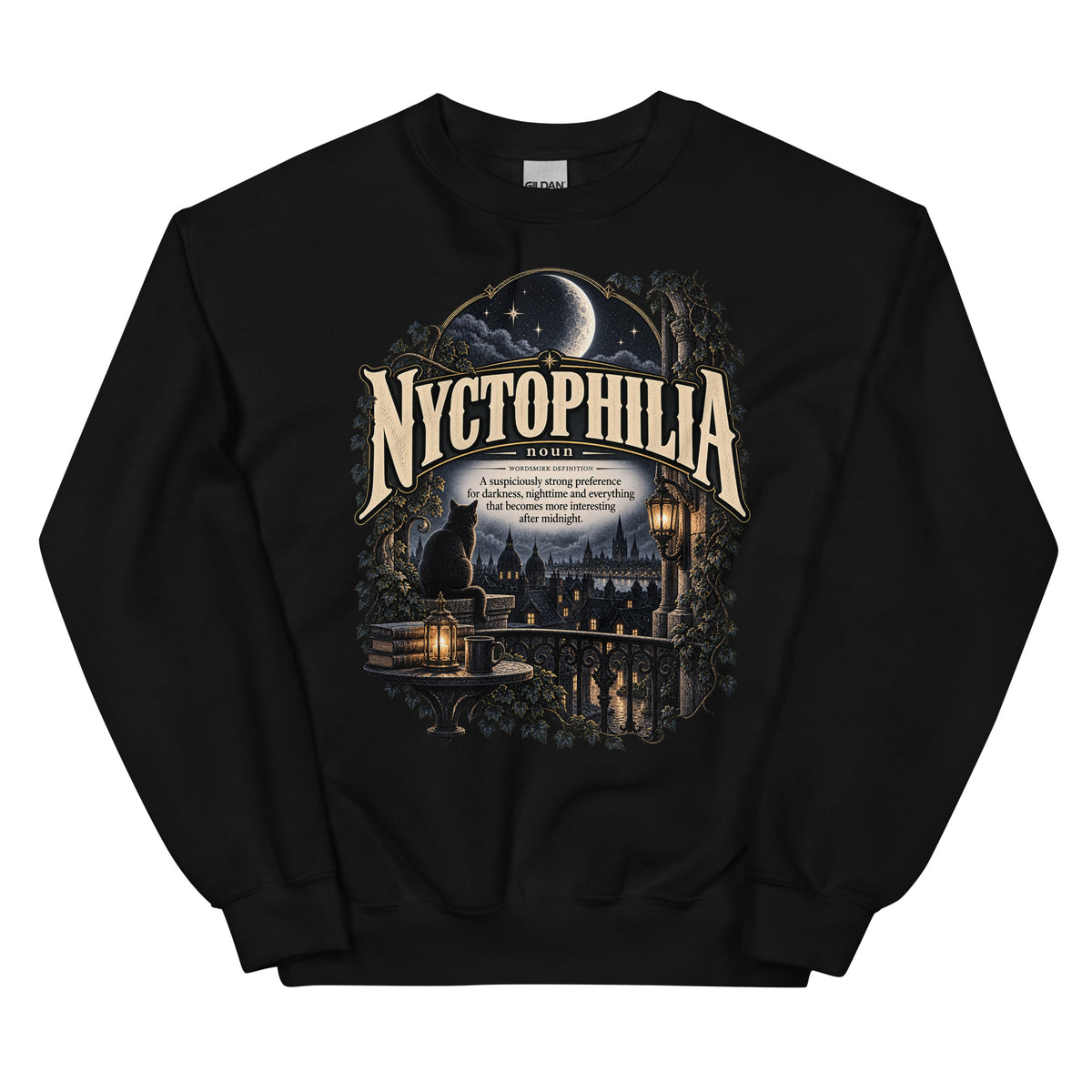 Nyctophilia Sweatshirt – Night Lover Definition Pullover - WordSmirk™ | Obscure Word Shirts, Hoodies & Gifts