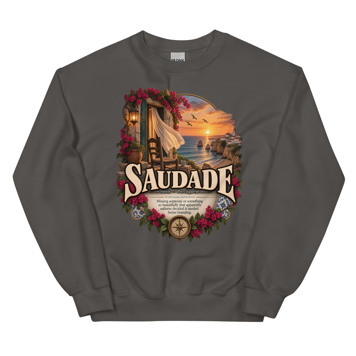Saudade Sweatshirt – Portuguese Word Definition Pullover - WordSmirk™ | Obscure Word Shirts, Hoodies & Gifts