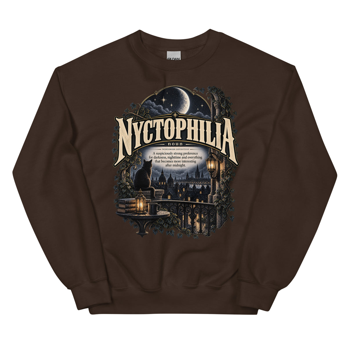Nyctophilia Sweatshirt – Night Lover Definition Pullover - WordSmirk™ | Obscure Word Shirts, Hoodies & Gifts