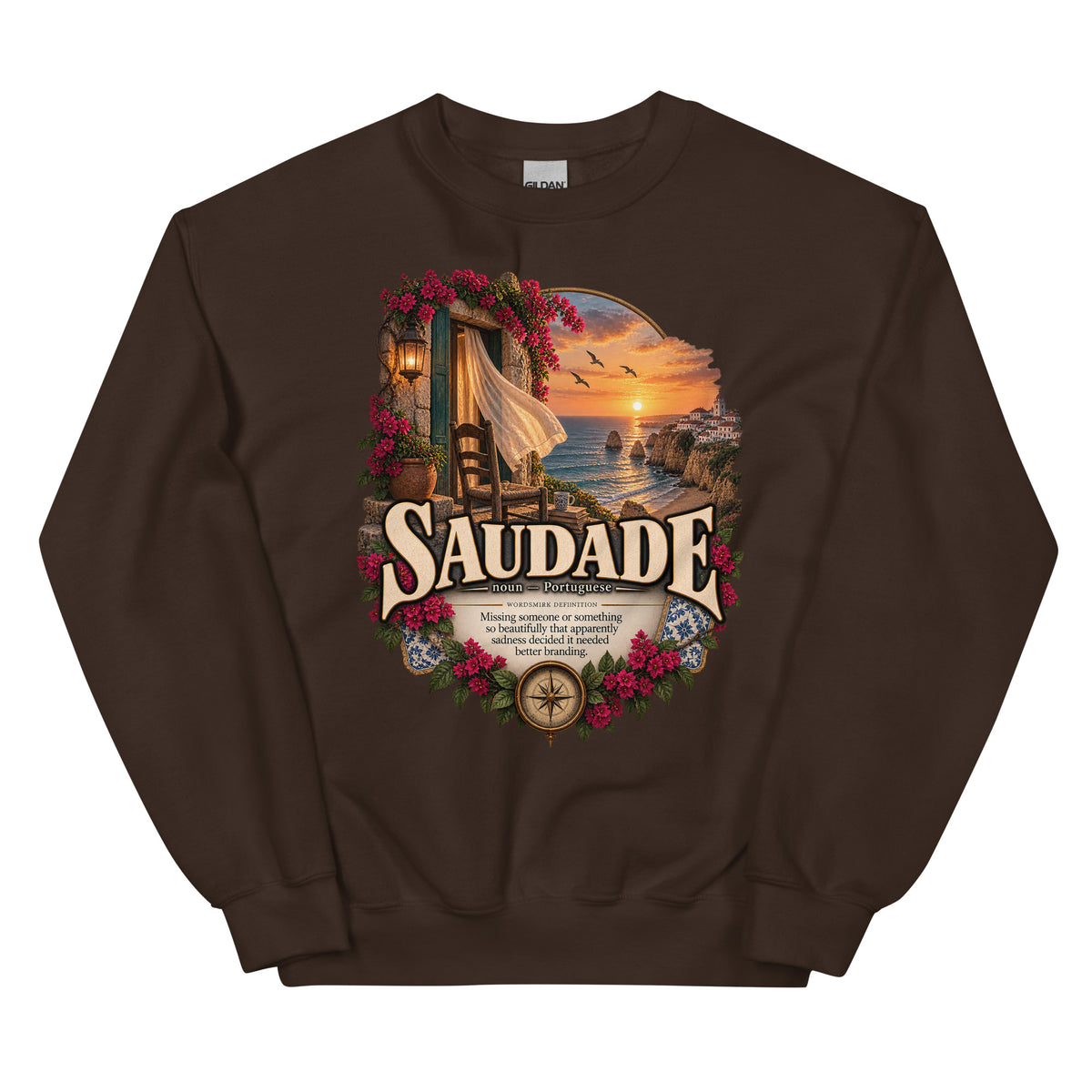 Saudade Sweatshirt – Portuguese Word Definition Pullover - WordSmirk™ | Obscure Word Shirts, Hoodies & Gifts