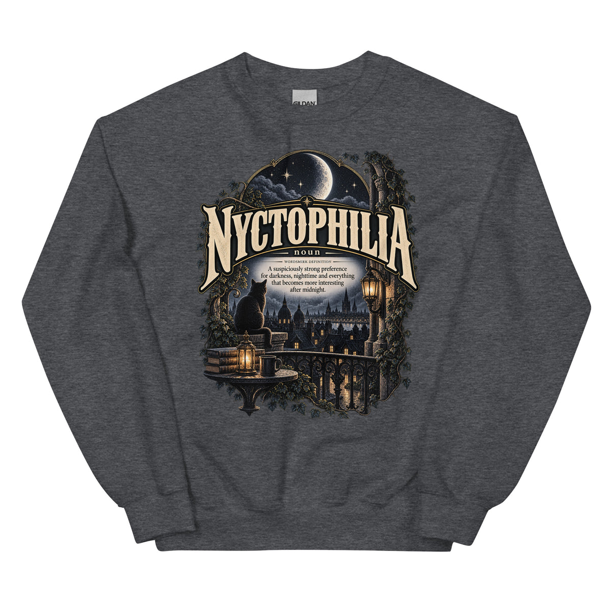 Nyctophilia Sweatshirt – Night Lover Definition Pullover - WordSmirk™ | Obscure Word Shirts, Hoodies & Gifts