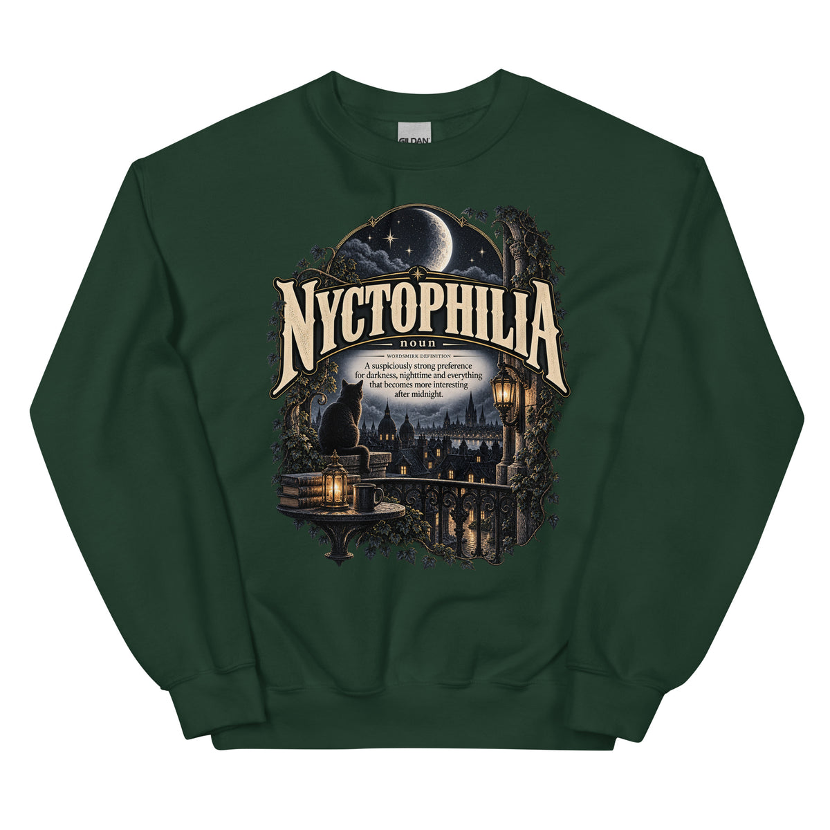 Nyctophilia Sweatshirt – Night Lover Definition Pullover - WordSmirk™ | Obscure Word Shirts, Hoodies & Gifts