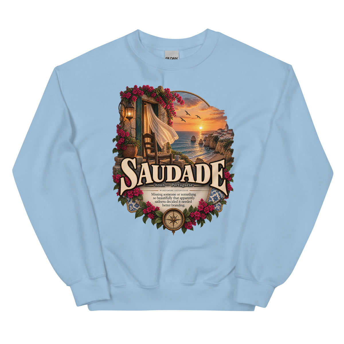 Saudade Sweatshirt – Portuguese Word Definition Pullover - WordSmirk™ | Obscure Word Shirts, Hoodies & Gifts
