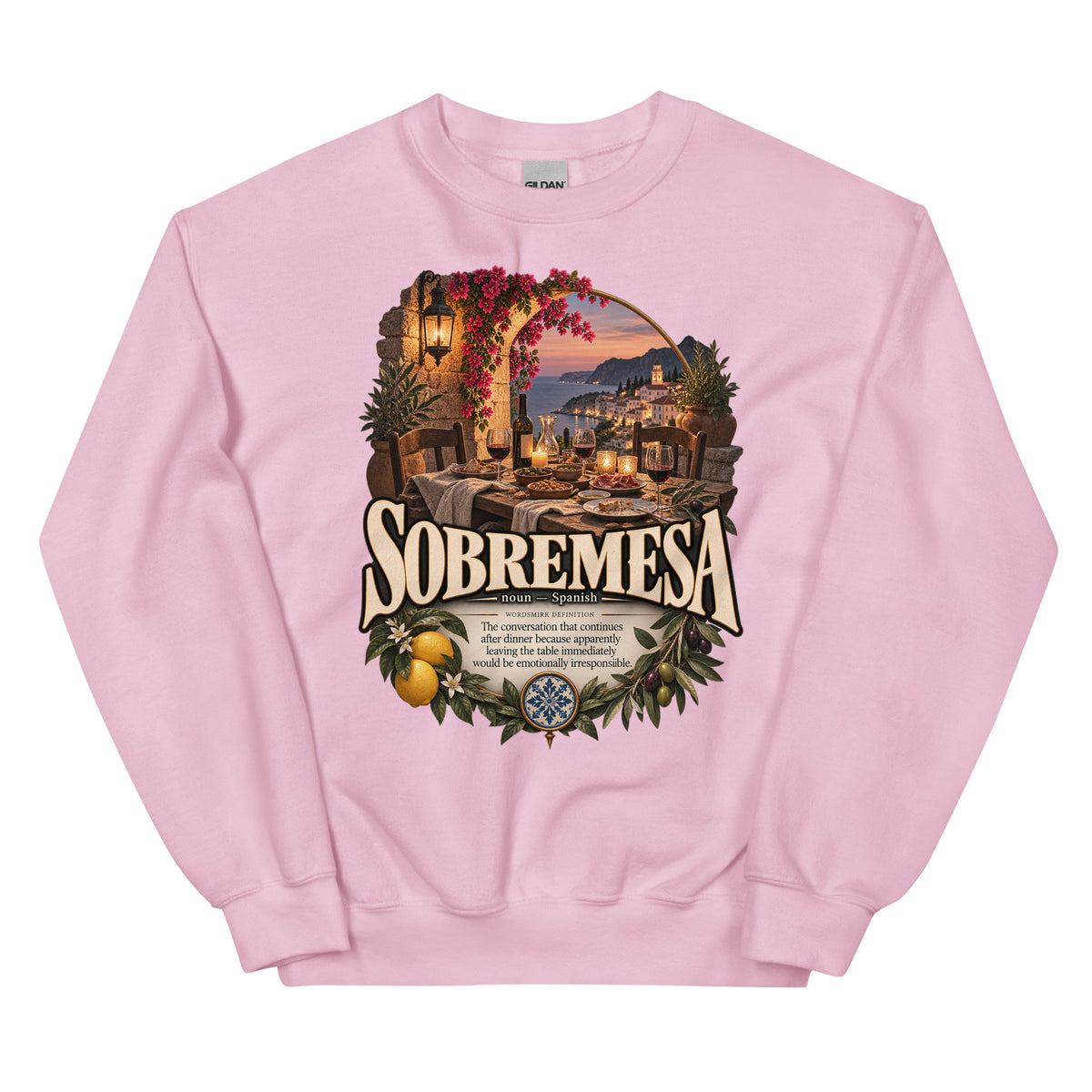 Sobremesa Sweatshirt – Spanish Word Definition Pullover - WordSmirk™ | Obscure Word Shirts, Hoodies & Gifts