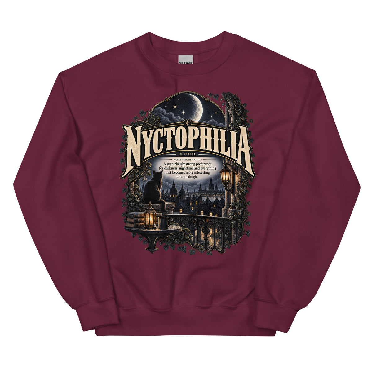 Nyctophilia Sweatshirt – Night Lover Definition Pullover - WordSmirk™ | Obscure Word Shirts, Hoodies & Gifts