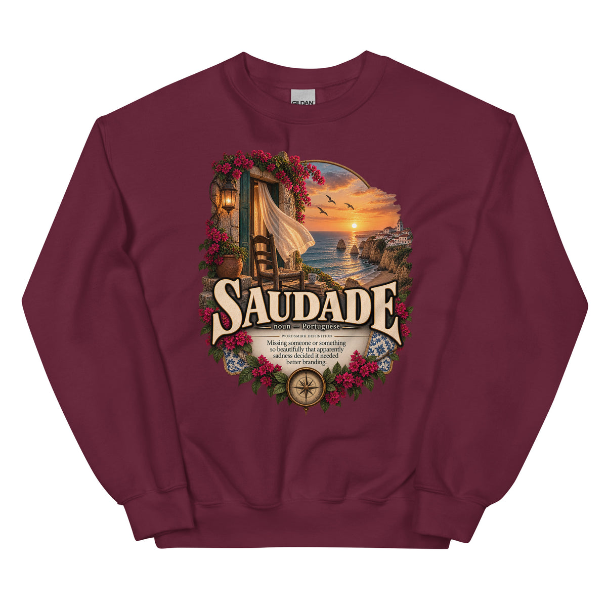 Saudade Sweatshirt – Portuguese Word Definition Pullover - WordSmirk™ | Obscure Word Shirts, Hoodies & Gifts
