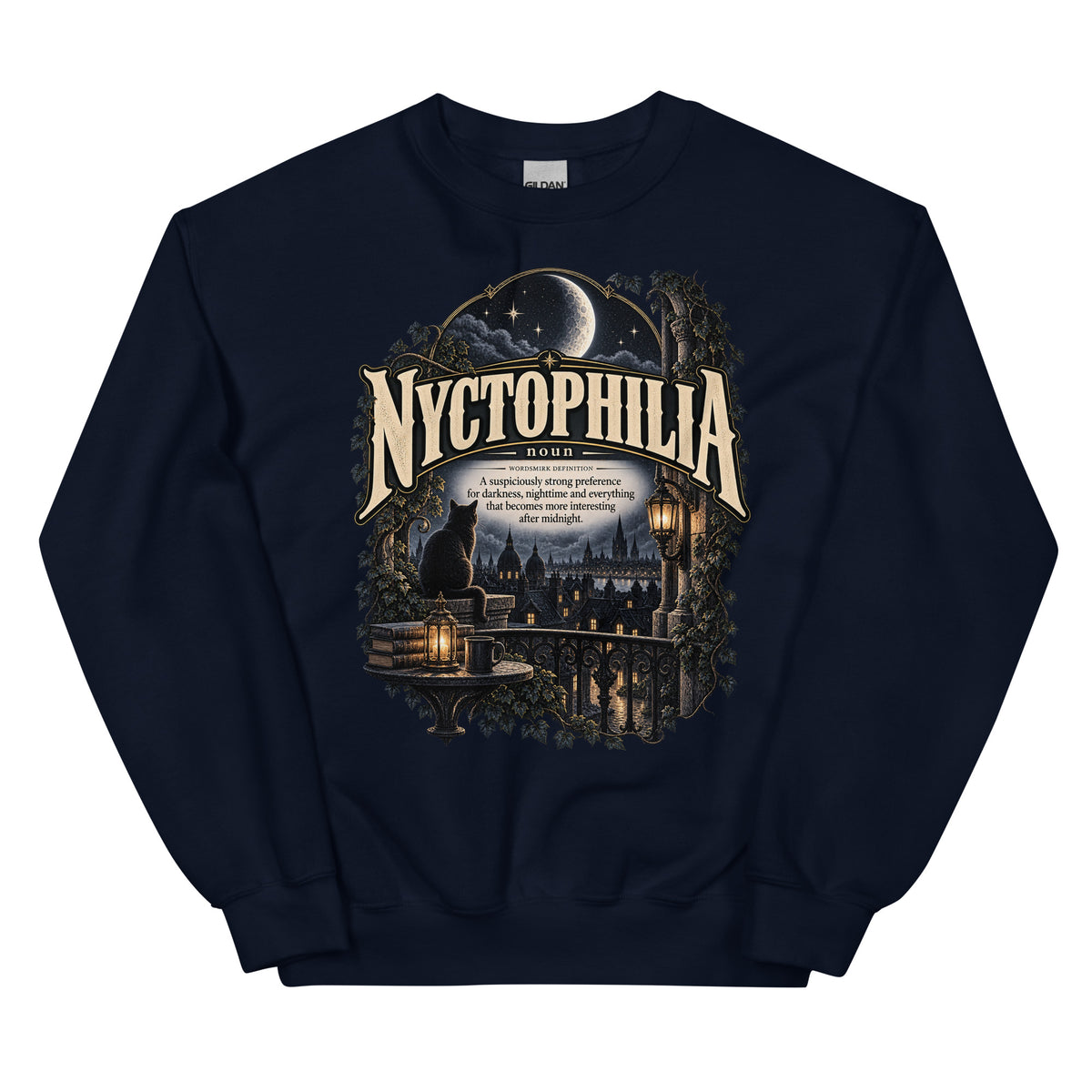 Nyctophilia Sweatshirt – Night Lover Definition Pullover - WordSmirk™ | Obscure Word Shirts, Hoodies & Gifts