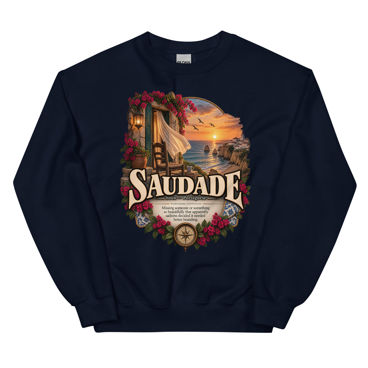 Saudade Sweatshirt – Portuguese Word Definition Pullover - WordSmirk™ | Obscure Word Shirts, Hoodies & Gifts