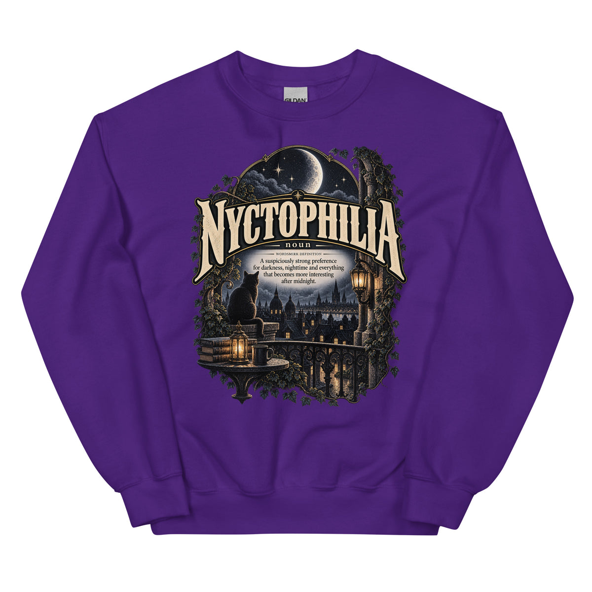 Nyctophilia Sweatshirt – Night Lover Definition Pullover - WordSmirk™ | Obscure Word Shirts, Hoodies & Gifts