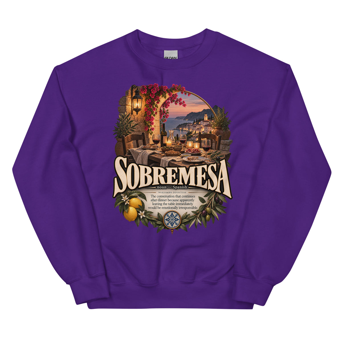 Sobremesa Sweatshirt – Spanish Word Definition Pullover - WordSmirk™ | Obscure Word Shirts, Hoodies & Gifts