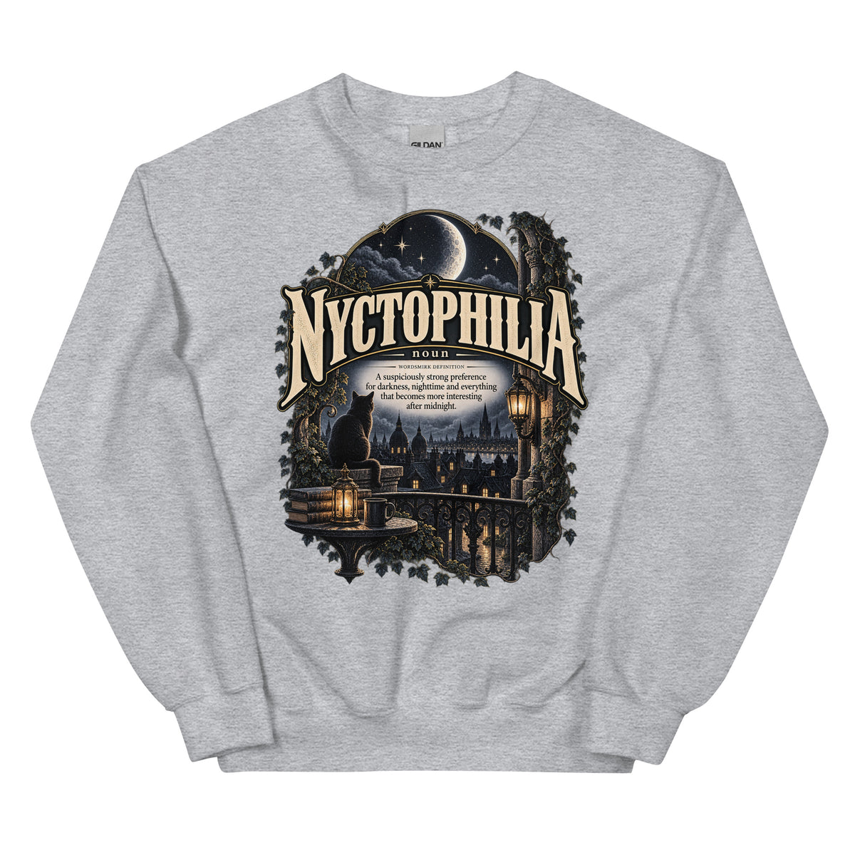 Nyctophilia Sweatshirt – Night Lover Definition Pullover - WordSmirk™ | Obscure Word Shirts, Hoodies & Gifts