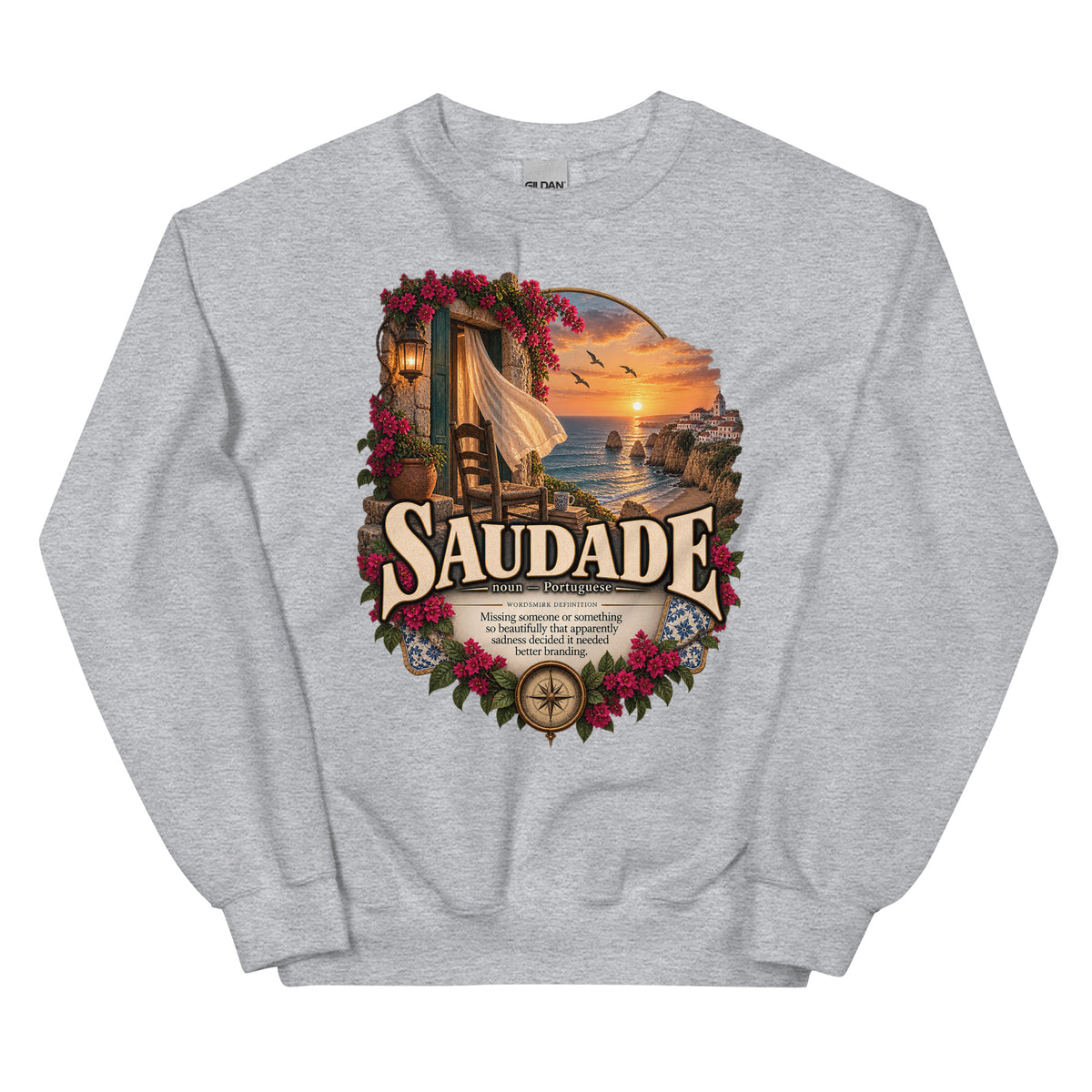 Saudade Sweatshirt – Portuguese Word Definition Pullover - WordSmirk™ | Obscure Word Shirts, Hoodies & Gifts