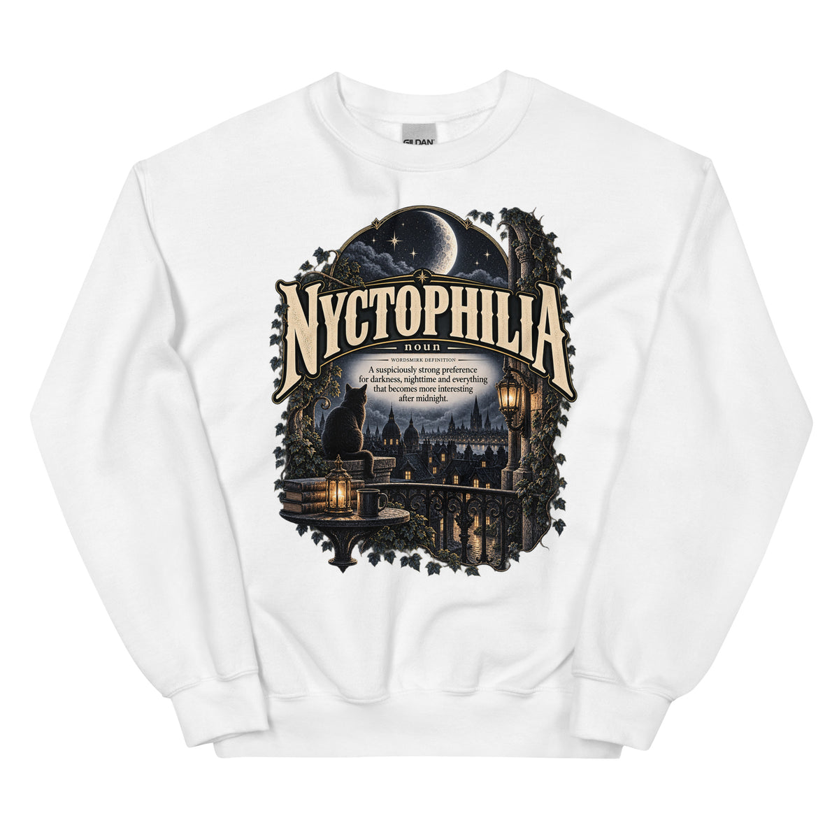 Nyctophilia Sweatshirt – Night Lover Definition Pullover - WordSmirk™ | Obscure Word Shirts, Hoodies & Gifts