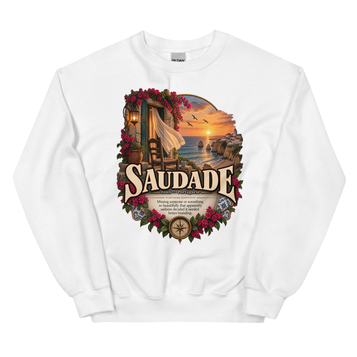 Saudade Sweatshirt – Portuguese Word Definition Pullover - WordSmirk™ | Obscure Word Shirts, Hoodies & Gifts