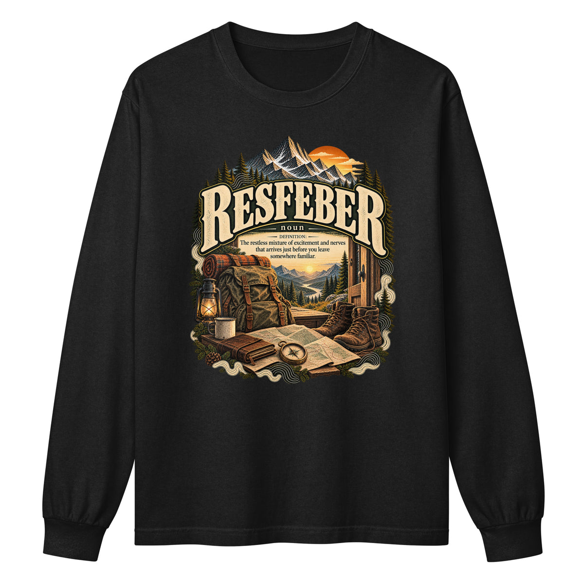 Resfeber Long Sleeve Shirt – Travel Lover Definition Tee - WordSmirk™ | Obscure Word Shirts, Hoodies & Gifts