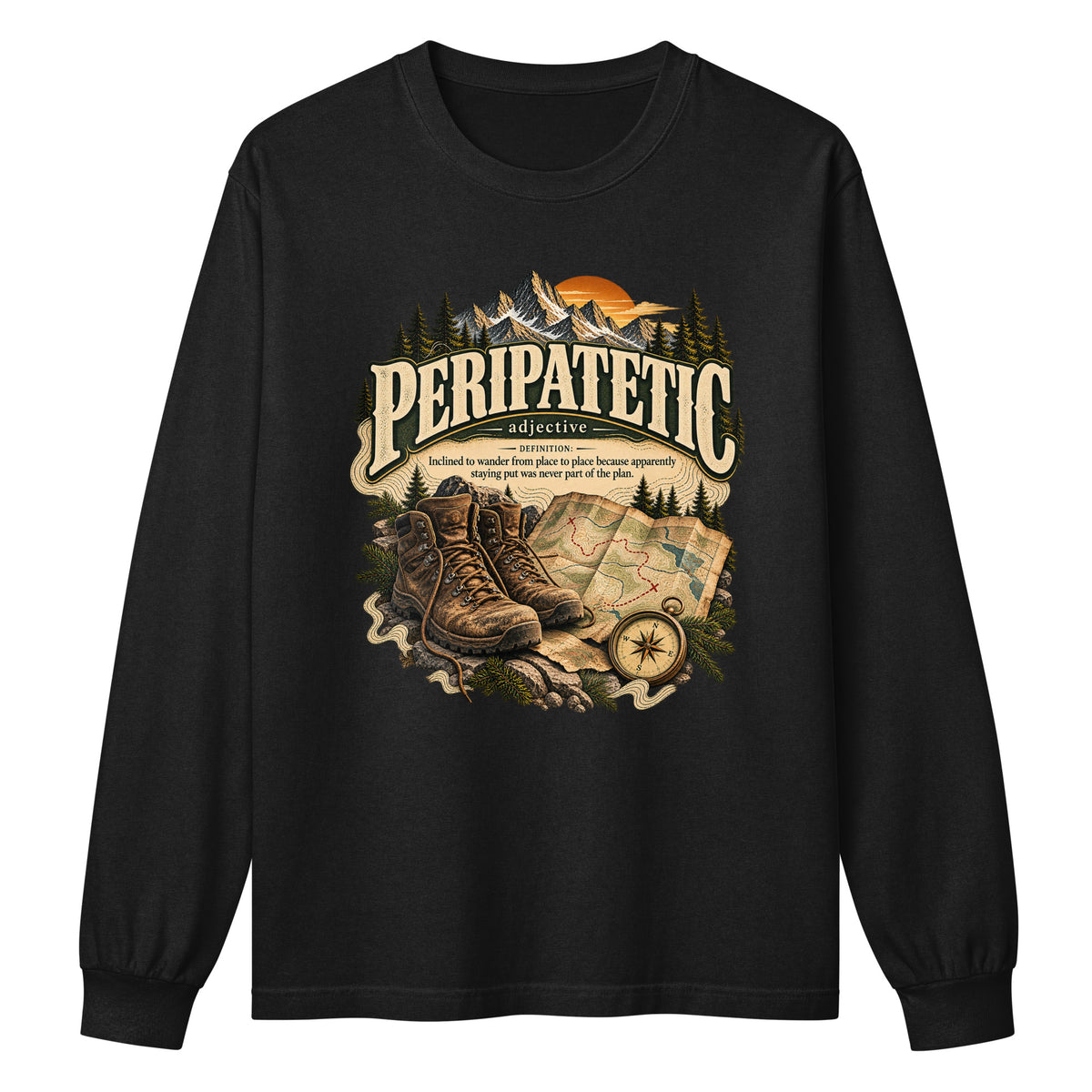 Peripatetic Long Sleeve Shirt – Wanderer Travel Tee - WordSmirk™ | Obscure Word Shirts, Hoodies & Gifts