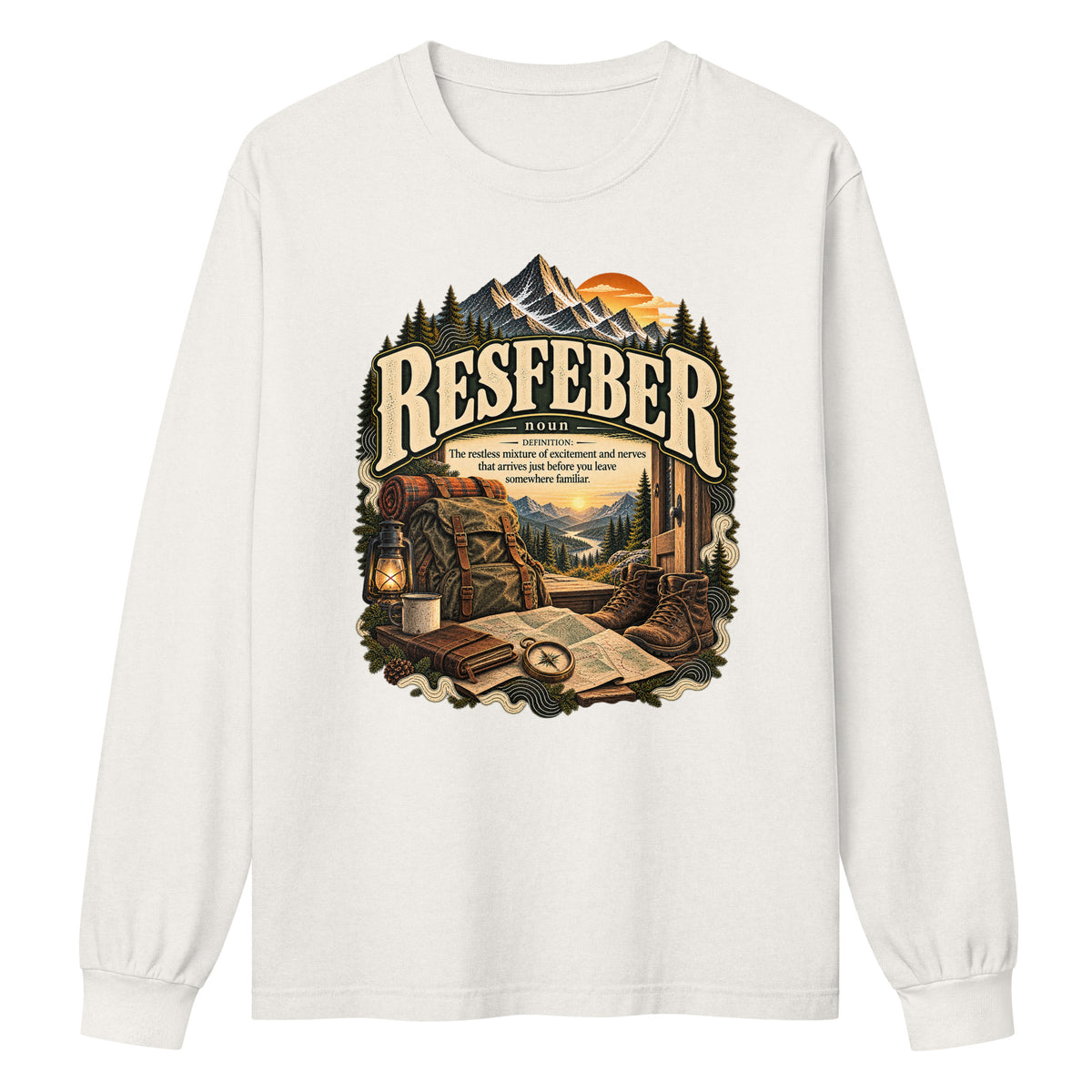 Resfeber Long Sleeve Shirt – Travel Lover Definition Tee - WordSmirk™ | Obscure Word Shirts, Hoodies & Gifts