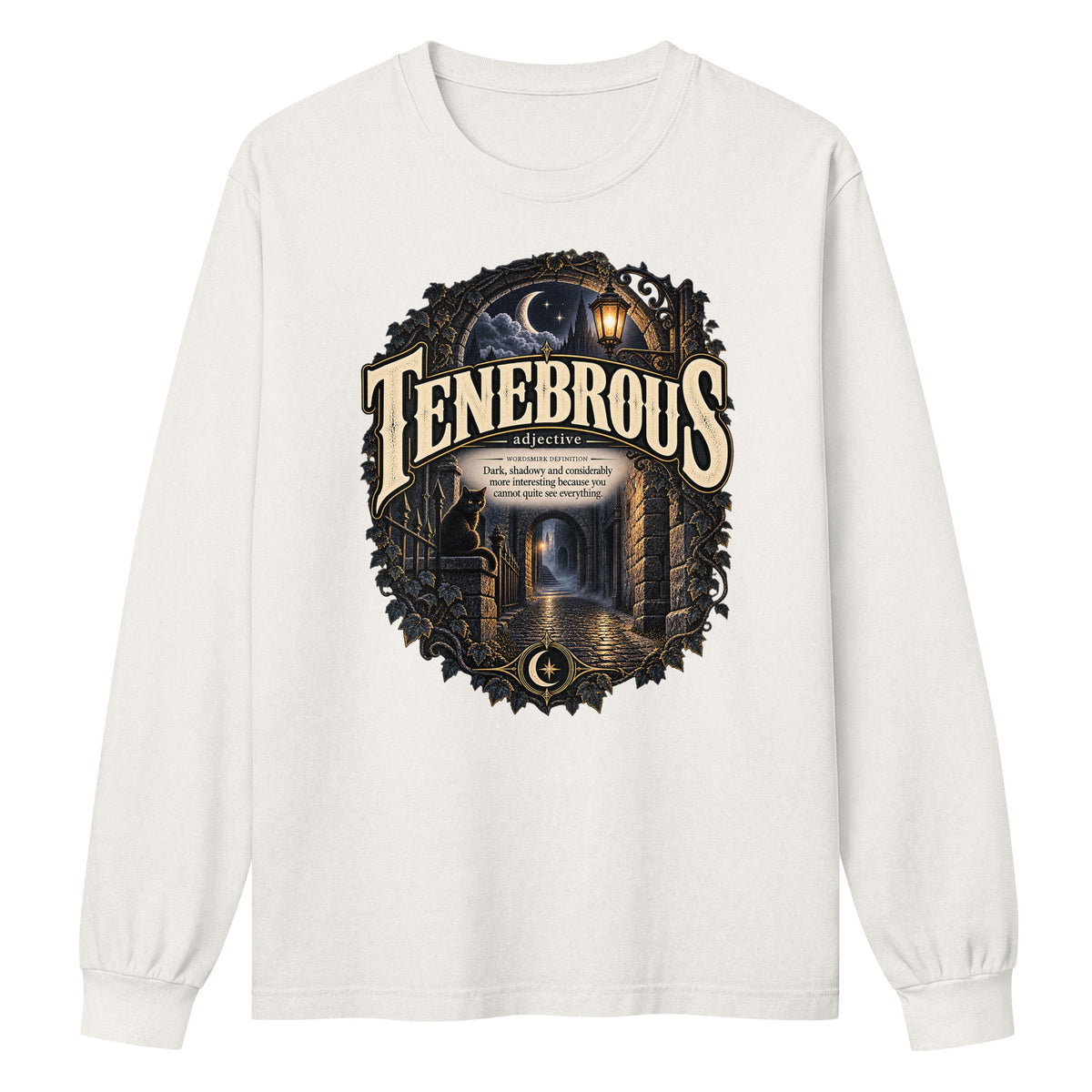 Tenebrous Long Sleeve Shirt – Dark Aesthetic Word Tee - WordSmirk™ | Obscure Word Shirts, Hoodies & Gifts