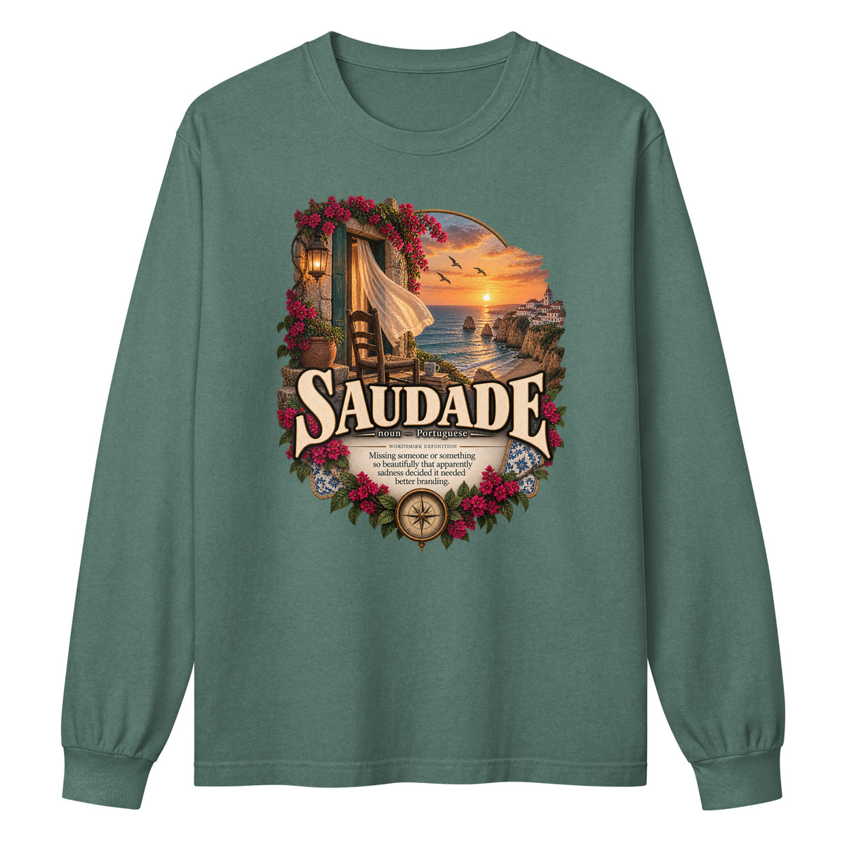 Saudade Long Sleeve Shirt – Portuguese Word Definition Tee - WordSmirk™ | Obscure Word Shirts, Hoodies & Gifts